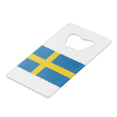 Schwedenflagge Geldbeutel Flaschenöffner (Vorderseite Schrägansicht)