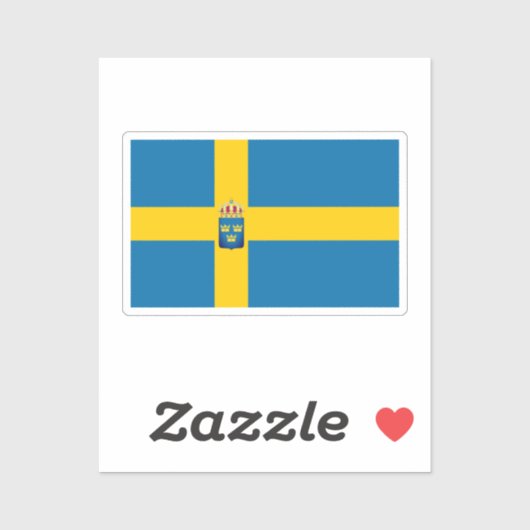 Schwedenflagge mit Zusatz eines geringeren Wappen Aufkleber (Blatt)