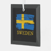 Schwedenflagge Ornament Aus Glas (Vorderseite links)