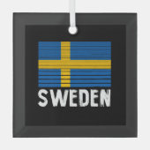 Schwedenflagge Ornament Aus Glas (Vorderseite)