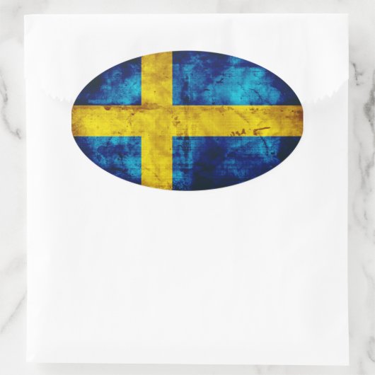 Schwedenflagge Ovaler Aufkleber (Tasche)