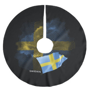 Schwedenflagge Polyester Weihnachtsbaumdecke