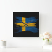 Schwedenflagge Quadratische Wanduhr (Zuhause)