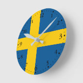 Schwedenflagge Runde Wanduhr (Winkel)