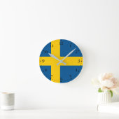 Schwedenflagge Runde Wanduhr (Zuhause)