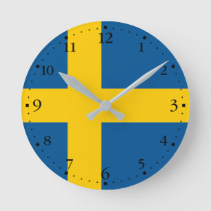 Schwedenflagge Runde Wanduhr