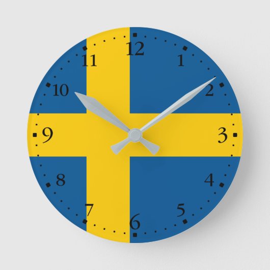 Schwedenflagge Runde Wanduhr (Vorderseite)