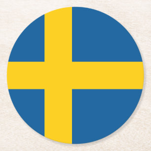 Schwedenflagge Runder Pappuntersetzer