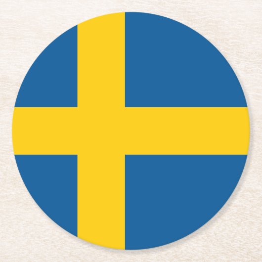 Schwedenflagge Runder Pappuntersetzer (Vorderseite)