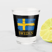 Schwedenflagge Schnapsglas (Vorderseite)