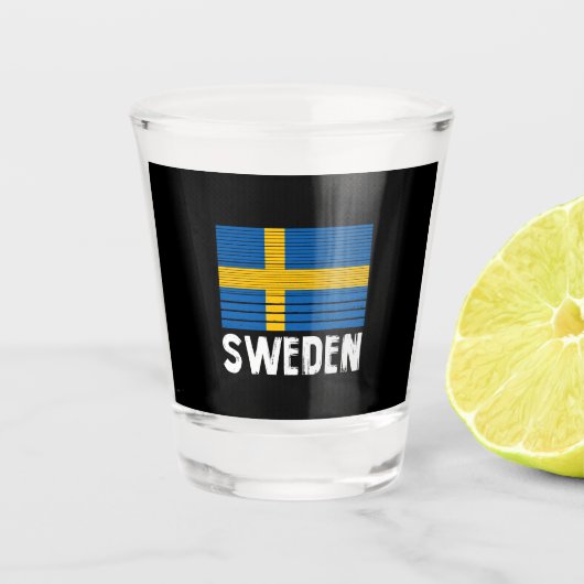 Schwedenflagge Schnapsglas (Vorderseite)