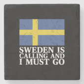 Schwedenflagge Steinuntersetzer (Vorderseite)