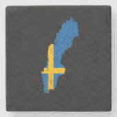 Schwedenflagge Steinuntersetzer (Vorderseite)