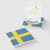 Schwedenflagge Steinuntersetzer (Seitenansicht)