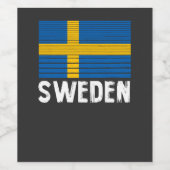Schwedenflagge Weinetikett (Einzelnes Label)