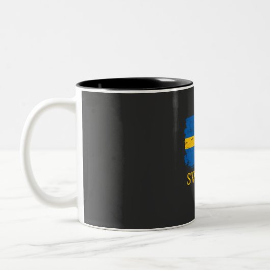 Schwedenflagge Zweifarbige Tasse (Links)