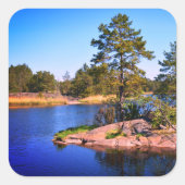 Schwedenlandskap, Foto Quadratischer Aufkleber (Vorderseite)