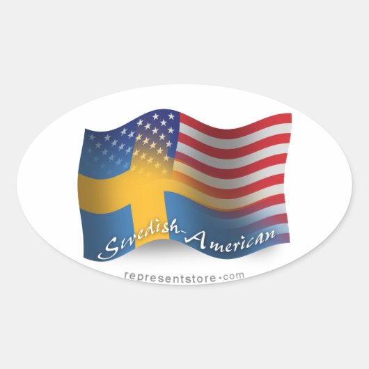 Schwedisch-amerikanische Wave-Flagge Ovaler Aufkleber (Vorderseite)