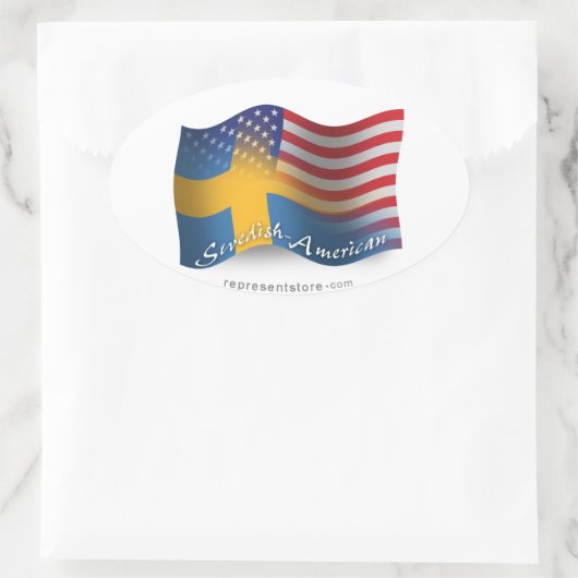 Schwedisch-amerikanische Wave-Flagge Ovaler Aufkleber (Tasche)