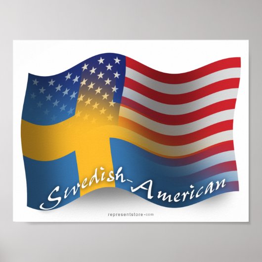 Schwedisch-amerikanische Wave-Flagge Poster (Vorne)