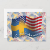 Schwedisch-amerikanische Wave-Flagge Postkarte (Vorne/Hinten)