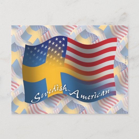 Schwedisch-amerikanische Wave-Flagge Postkarte (Vorderseite)