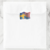 Schwedisch-amerikanische Wave-Flagge Runder Aufkleber (Tasche)