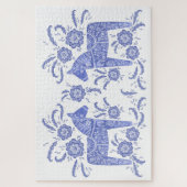 Schwedisch Dala HorBlue und White Puzzle (Vertikal)