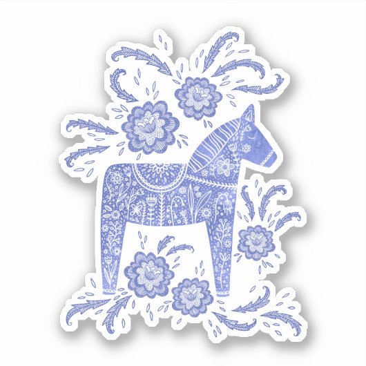 Schwedisch Dala Horse Blue Aufkleber (Vorderseite)