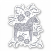Schwedisch Dala Horse Gray Sticker (Vorderseite)