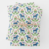 Schwedisch Dala Horses Blue Geschenkpapier Set (Beispiel)