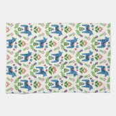 Schwedisch Dala Horses Blue Geschirrtuch (Horizontal)