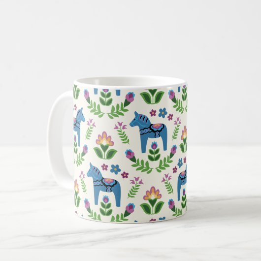 Schwedisch Dala Horses Blue Kaffeetasse (Vorderseite Links)
