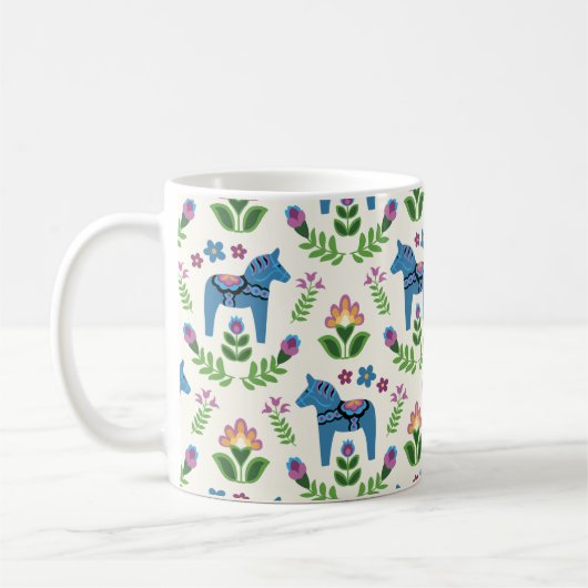 Schwedisch Dala Horses Blue Kaffeetasse (Links)