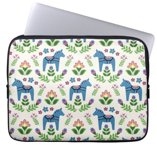 Schwedisch Dala Horses Blue Laptopschutzhülle (Vorderseite)