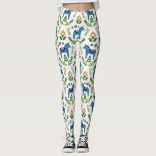 Schwedisch Dala Horses Blue Leggings