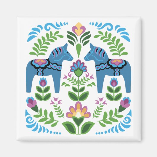 Schwedisch Dala Horses Blue Magnet (Vorne)