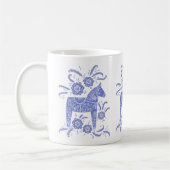 Schwedisch Dala Horses Periwinkle Blue und White Kaffeetasse (Links)