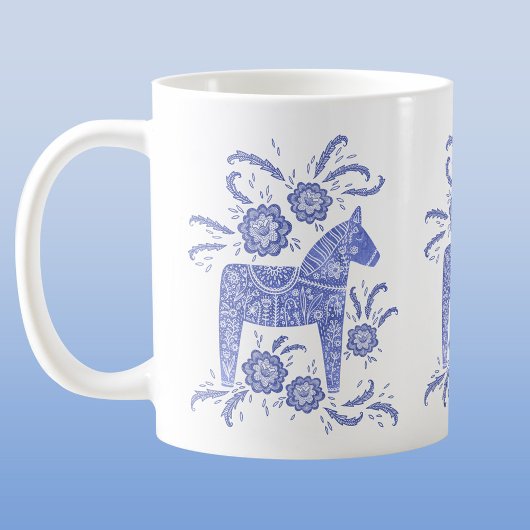 Schwedisch Dala Horses Periwinkle Blue und White Kaffeetasse