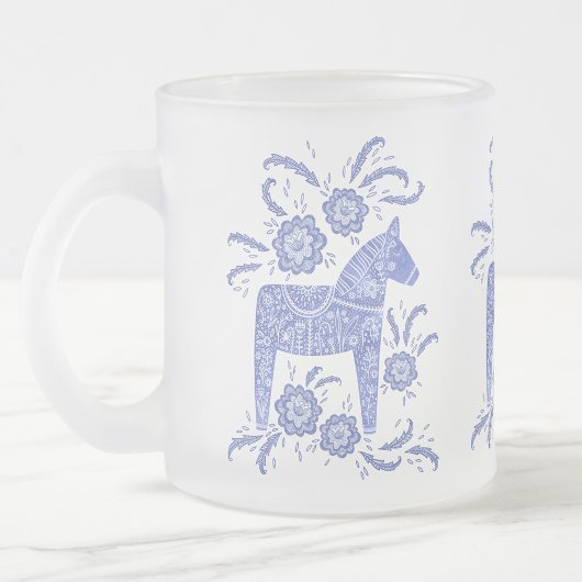 Schwedisch Dala Horses Periwinkle Blue und White Mattglastasse