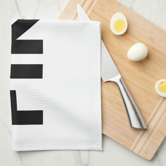 Schwedisch Fika Bold Black and White Sans Serif Geschirrtuch (Viertel Falte)