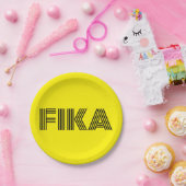 Schwedisch Fika Gelb und Schwarz Pappteller (Party)