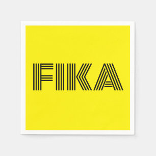 Schwedisch Fika Gelb und Schwarz Serviette