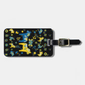 Schwedisch Folk Dala Horse l Blue und Yellow Gepäckanhänger (Vorderseite horizontal)