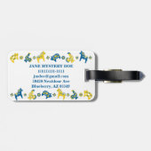 Schwedisch Folk Dala Horse l Blue und Yellow Gepäckanhänger (Rückseite horizontal)