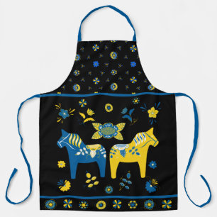 Schwedisch Folk Dala Horse l Blue und Yellow Schürze
