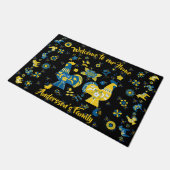 Schwedisch Folk Dala Rooster l Blue und Yellow Fußmatte (Schrägansicht)