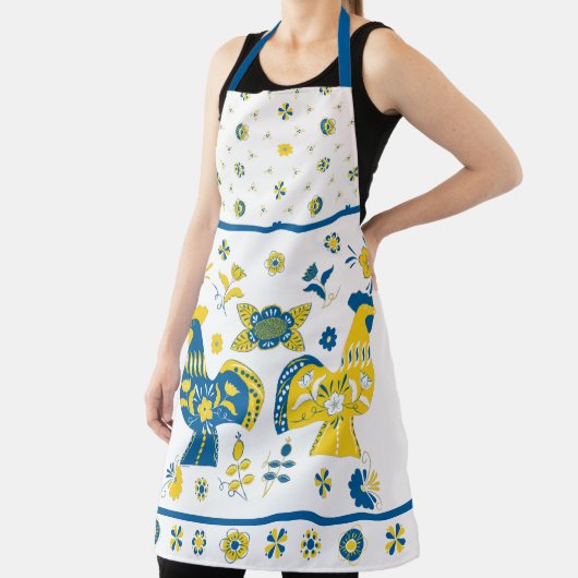 Schwedisch Folk Dala Rooster l Blue und Yellow Schürze (InSitu)