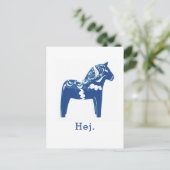 Schwedisch Hej Dala Horse Blue White Template Postkarte (Stehend Vorderseite)