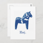 Schwedisch Hej Dala Horse Blue White Template Postkarte (Vorne/Hinten)